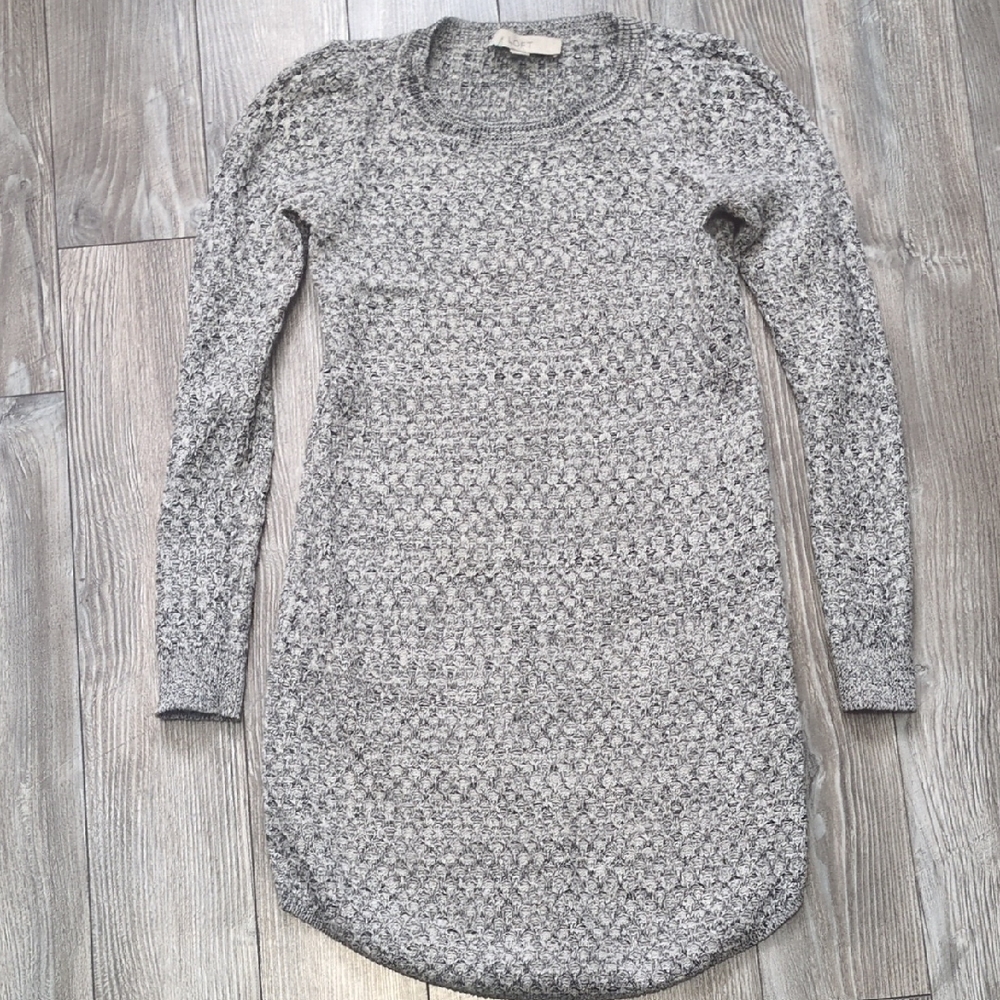 Ann Taylor LOFT Heather Gray Long Sleeve Sweater Dress XS